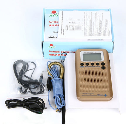 HRD-737 Portable Aircraft Band Radio Wide Frequency Receiver (Gold)-garmade.com