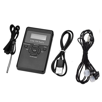 HRD-101 Portable Mini Digital DAB+FM Radio with Lanyard & Headset(Black)-garmade.com