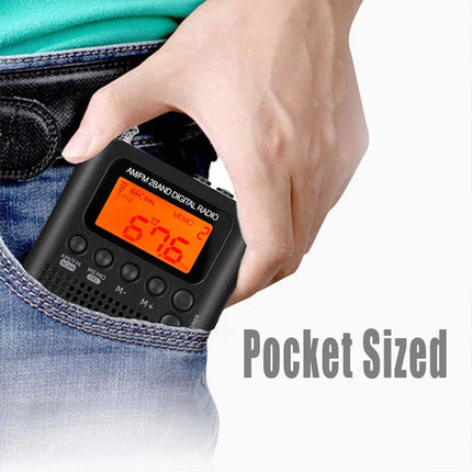 HRD-104 Mini Portable FM + AM Two Band Radio with Loudspeaker(Black)-garmade.com