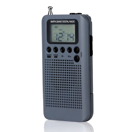 HRD-104 Mini Portable FM + AM Two Band Radio with Loudspeaker(Grey)-garmade.com