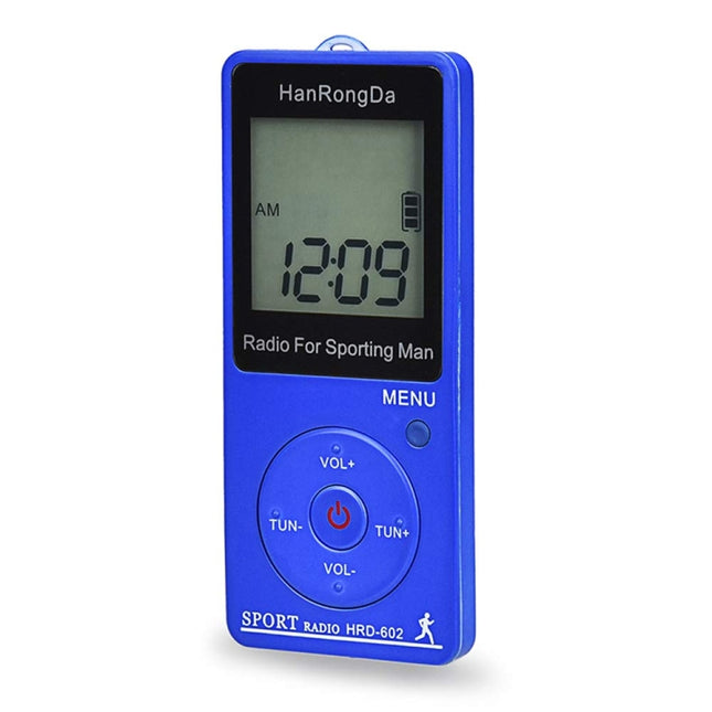 HRD-602 Digital Display FM AM Mini Sports Radio with Step Counting Function (Blue)-garmade.com