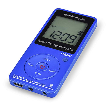 HRD-602 Digital Display FM AM Mini Sports Radio with Step Counting Function (Blue)-garmade.com