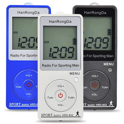 HRD-602 Digital Display FM AM Mini Sports Radio with Step Counting Function (Black)-garmade.com
