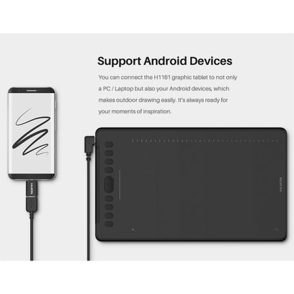 HUION H1161 5080 LPI Touch Strip Art Drawing Tablet for Fun, with Battery-free Pen & Pen Holder-garmade.com