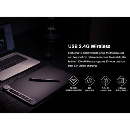 HUION Q620M 5080 LPI Wireless Art Drawing Tablet for Fun, with Battery-free Pen & Pen Holder-garmade.com