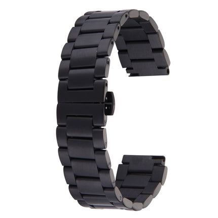For Huawei Smart Watch Hidden Butterfly Buckle 3 Beads Stainless Steel Watchband(Black)-garmade.com