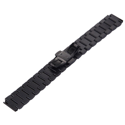 For Huawei Smart Watch Hidden Butterfly Buckle 3 Beads Stainless Steel Watchband(Black)-garmade.com