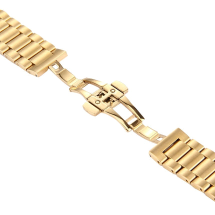 For Huawei Smart Watch Hidden Butterfly Buckle 3 Beads Stainless Steel Watchband(Gold)-garmade.com