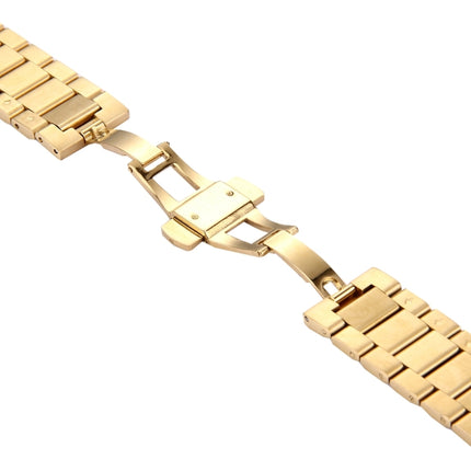 For Huawei Smart Watch Hidden Butterfly Buckle 3 Beads Stainless Steel Watchband(Gold)-garmade.com