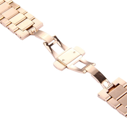 For Huawei Smart Watch Hidden Butterfly Buckle 3 Beads Stainless Steel Watchband(Rose Gold)-garmade.com