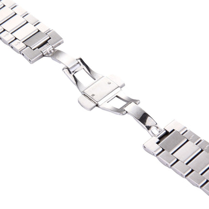 For Huawei Smart Watch Hidden Butterfly Buckle 3 Beads Stainless Steel Watchband(Silver)-garmade.com