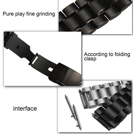 For Fitbit Blaze Smart Watch Butterfly Buckle 3 Beads Stainless Steel Watchband(Black)-garmade.com