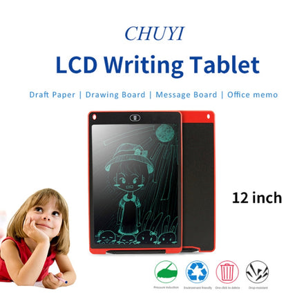 CHUYI Portable 12 inch LCD Writing Tablet Drawing Graffiti Electronic Handwriting Pad Message Graphics Board Draft Paper with Writing Pen, CE / FCC / RoHS Certificated(Black)-garmade.com