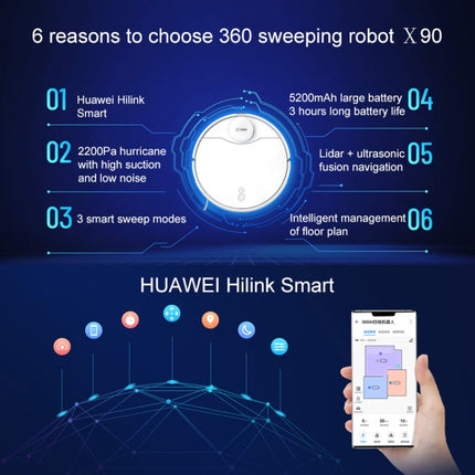 Original Huawei HiLink Eco Products 360 Sweeping Robot X90, Support HUAWEI HiLink, US Plug (White)-garmade.com