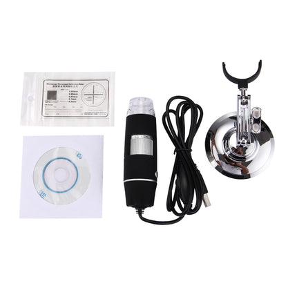 1000X Magnifier 0.3MP Image Sensor USB Digital Microscope with 8 LED & Professional Stand(Black)-garmade.com