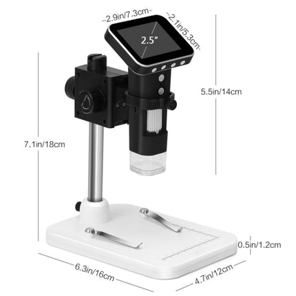 500X Zoom Magnifier 3MP Image Sensor USB Digital Microscope with 2.5 inch Screen & 8 LED & Professional Stand, Support TF Card-garmade.com