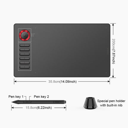 VEIKK A15PRO 10x6 inch 5080 LPI Type-C Interface Smart Touch Electronic Graphic Tablet (Red)-garmade.com