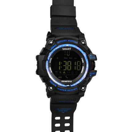 EX16 1.12 Inch FSTN LCD Full Angle Screen Display Sport Smart Watch, IP67 Waterproof, Support Pedometer / Stopwatch / Alarm / Notification Remind / Call Notify / Camera Remote Control / Calories Burned, Compatible with Android and iOS Phones(Blue)-garmade.com