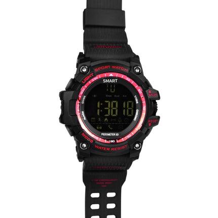 EX16 1.12 Inch FSTN LCD Full Angle Screen Display Sport Smart Watch, IP67 Waterproof, Support Pedometer / Stopwatch / Alarm / Notification Remind / Call Notify / Camera Remote Control / Calories Burned, Compatible with Android and iOS Phones(Red)-garmade.com