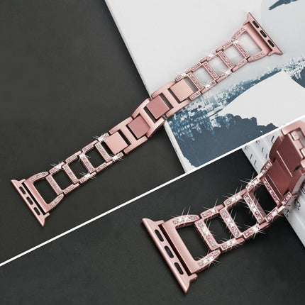 Colorful Diamond Stainless Steel Watchband for Apple Watch Series 5 & 4 40mm / 3 & 2 & 1 38mm(Rose Gold)-garmade.com