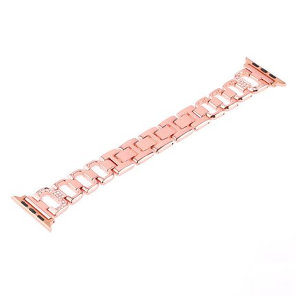 Colorful Diamond Stainless Steel Watchband for Apple Watch Series 5 & 4 44mm / 3 & 2 & 1 42mm(Rose Gold)-garmade.com