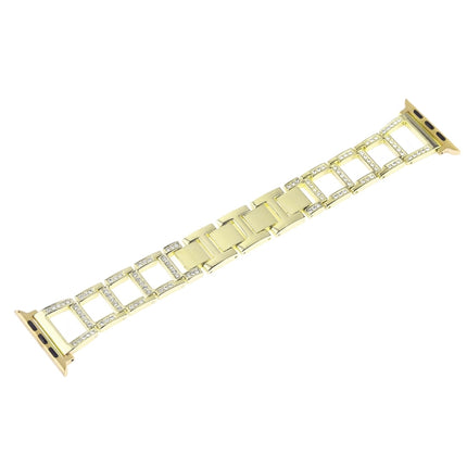 Colorful Diamond Stainless Steel Watchband for Apple Watch Series 5 & 4 44mm / 3 & 2 & 1 42mm(Gold)-garmade.com