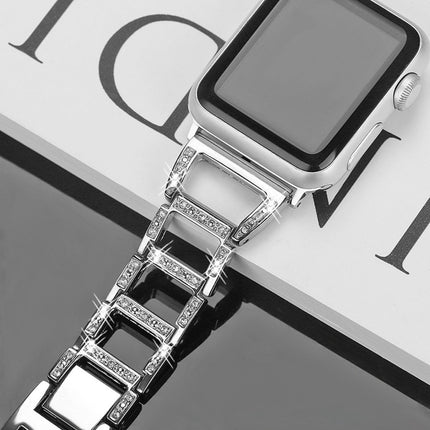 Colorful Diamond Stainless Steel Watchband for Apple Watch Series 5 & 4 44mm / 3 & 2 & 1 42mm(Silver)-garmade.com