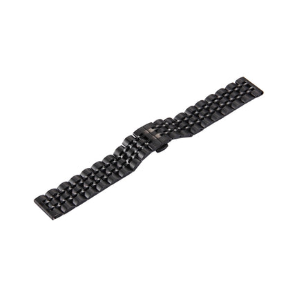 For Samsung Gear S3 Classic Smart Watch Hidden Butterfly Buckle 7 Beads Stainless Steel Watchband(Black)-garmade.com