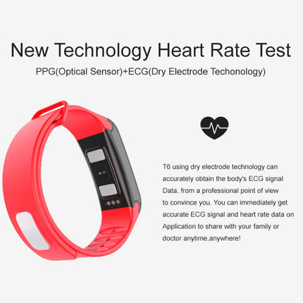 TLW T6 Fitness Tracker 0.96 inch OLED Display Wristband Smart Bracelet, Support Sports Mode / ECG / Heart Rate Monitor / Blood Pressure / Sleep Monitor (Black)-garmade.com