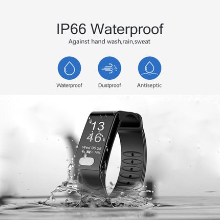 TLW T6 Fitness Tracker 0.96 inch OLED Display Wristband Smart Bracelet, Support Sports Mode / ECG / Heart Rate Monitor / Blood Pressure / Sleep Monitor (Black)-garmade.com
