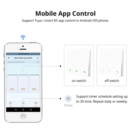 3 Buttons Intelligent Switch Smart Wall Switch (White)-garmade.com