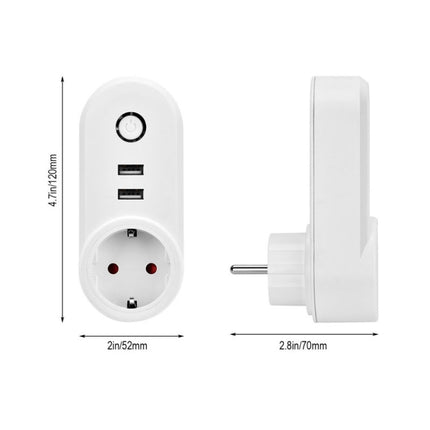 ZigBee 3.0 Dual USB Smart Socket Switch, EU Plug (White)-garmade.com