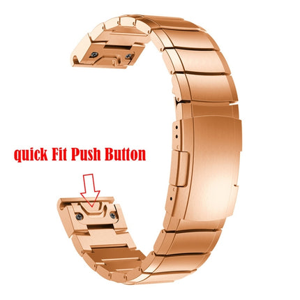 Quick Dismantling Steel Wrist Strap Watchband for Garmin Fenix 5X 26mm (Rose Gold)-garmade.com