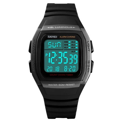 SKMEI 1278 Fashionable Outdoor 50m Waterproof Digital Watch Student Sports Wrist Watch Support 5 Group Alarm Clocks (Titanium)-garmade.com