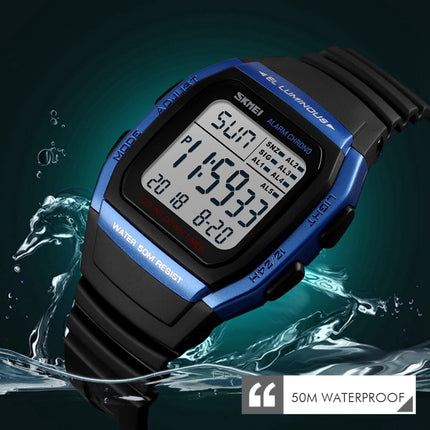 SKMEI 1278 Fashionable Outdoor 50m Waterproof Digital Watch Student Sports Wrist Watch Support 5 Group Alarm Clocks (Titanium)-garmade.com