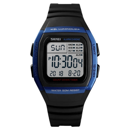 SKMEI 1278 Fashionable Outdoor 50m Waterproof Digital Watch Student Sports Wrist Watch Support 5 Group Alarm Clocks(Blue)-garmade.com