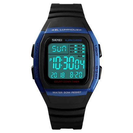 SKMEI 1278 Fashionable Outdoor 50m Waterproof Digital Watch Student Sports Wrist Watch Support 5 Group Alarm Clocks(Blue)-garmade.com