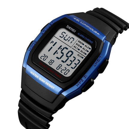 SKMEI 1278 Fashionable Outdoor 50m Waterproof Digital Watch Student Sports Wrist Watch Support 5 Group Alarm Clocks(Blue)-garmade.com