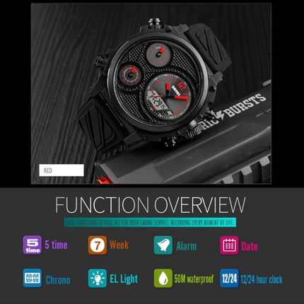 SKMEI 1359 Men Outdoor 50m Waterproof Digital Watch Sports Wrist Watch Support 5 Time Displays(Red)-garmade.com