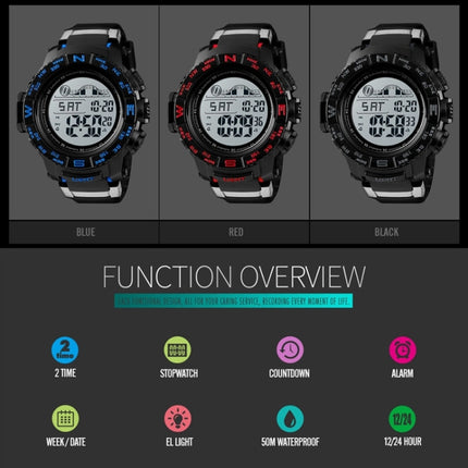 SKMEI 1380 Men Fashionable Outdoor 50m Waterproof Digital Watch Large Dial Sports Wrist Watch(Black)-garmade.com