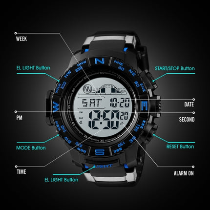 SKMEI 1380 Men Fashionable Outdoor 50m Waterproof Digital Watch Large Dial Sports Wrist Watch(Blue)-garmade.com