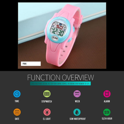 SKMEI 1478 Multifunction Children Digital Watch 50m Waterproof Sports Watch(Pink)-garmade.com