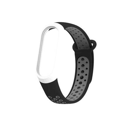 Colorful Silicone Wrist Strap Watch Band for Xiaomi Mi Band 3 & 4 (Black Grey)-garmade.com