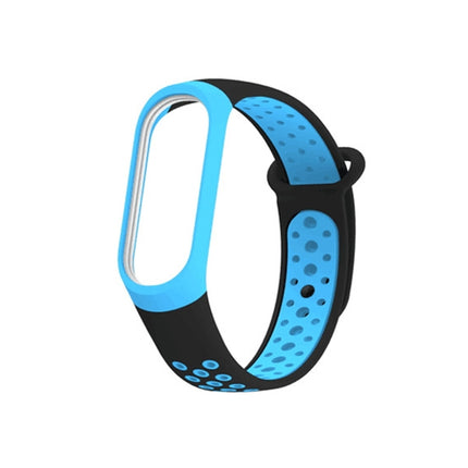 Colorful Silicone Wrist Strap Watch Band for Xiaomi Mi Band 3 & 4 (Black Blue)-garmade.com