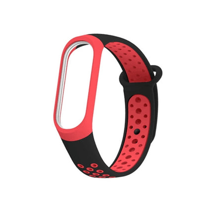 Colorful Silicone Wrist Strap Watch Band for Xiaomi Mi Band 3 & 4 (Black Red)-garmade.com