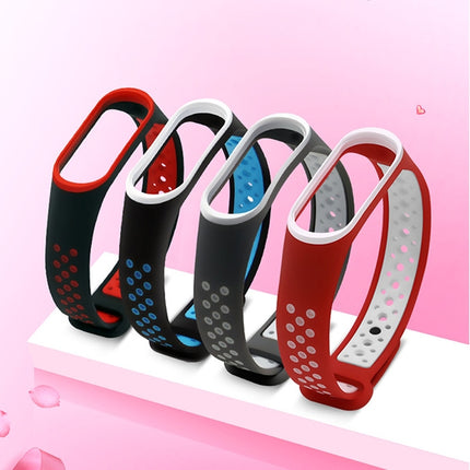 Colorful Silicone Wrist Strap Watch Band for Xiaomi Mi Band 3 & 4 (Black Red)-garmade.com
