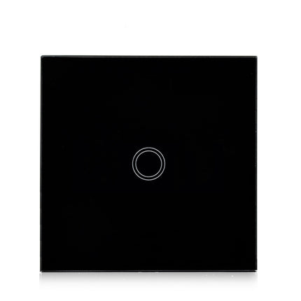 86mm 1 Gang Tempered Glass Panel Wall Switch Smart Home Light Touch Switch with RF433 Remote Controller, AC 110V-240V(Black)-garmade.com