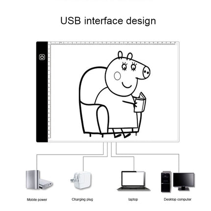 3.5W 5V LED USB Three Level of Brightness Dimmable A4 Acrylic Scale Copy Boards Anime Sketch Drawing Sketchpad with USB Cable 1.5m-garmade.com