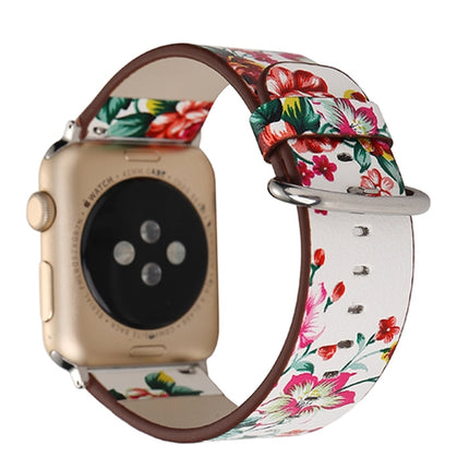 Fashion Pastoralism Style Little Floral Pattern Women Watch Leather Wrist Band For Apple Watch Series 3 & 2 & 1 38mm-garmade.com