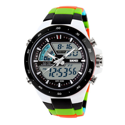 SKMEI 1016 Multifunctional Men Outdoor Sports Camouflage Noctilucent Waterproof Double Digital Watch (Black)-garmade.com